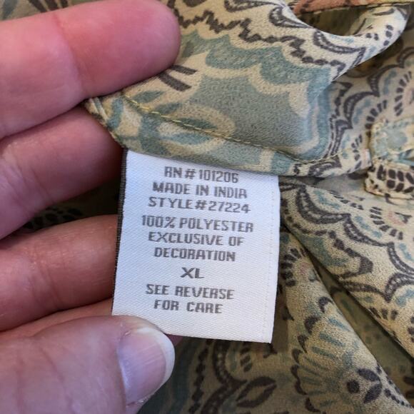 Soft Surroundings yellow orange blue beaded sheer tunic top size Extra Large XL - Picture 11 of 16